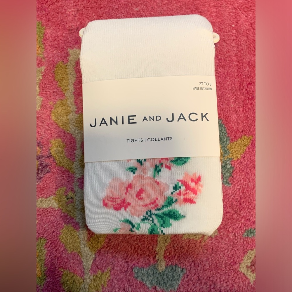 NWT JANIE AND JACK FLORAL KNIT TIGHTS